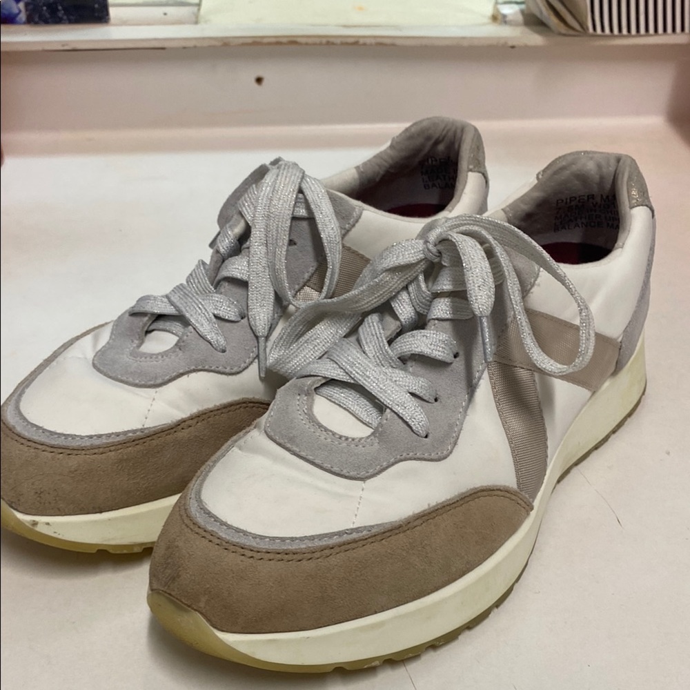 White and Tan Sneakers *